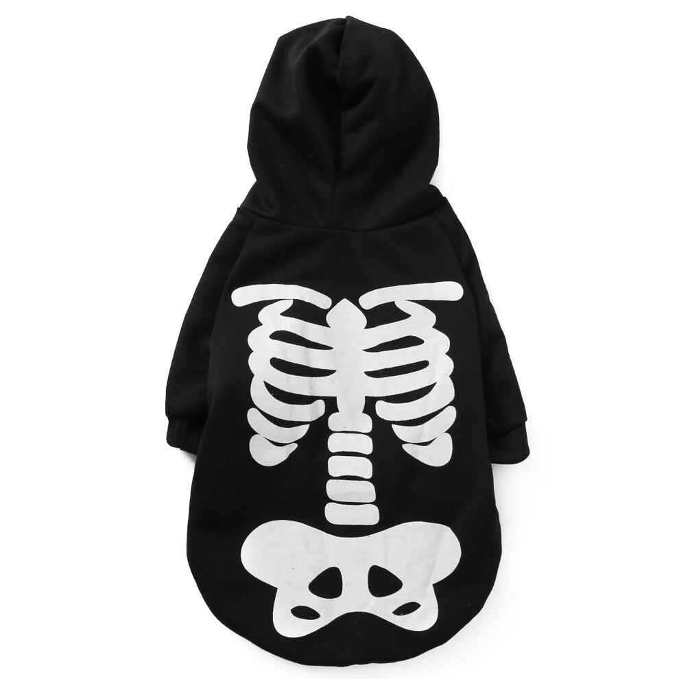 Coomour Halloween Chien Chat Cr   ne Sweats     Capuche Squelette Lumineux Os Costume Tenue pour Chiens Chats (XL)
