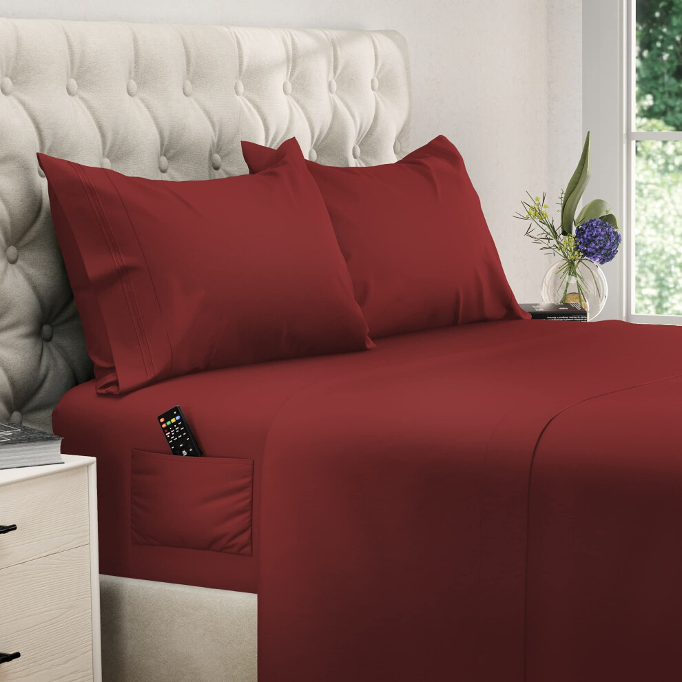 Parure de draps DREAMCARE Twin XL - Draps rafraîchissants - Ensemble de 4 pièces - Draps Twin XL à poche profonde jusqu'à 15" - Parure de draps X