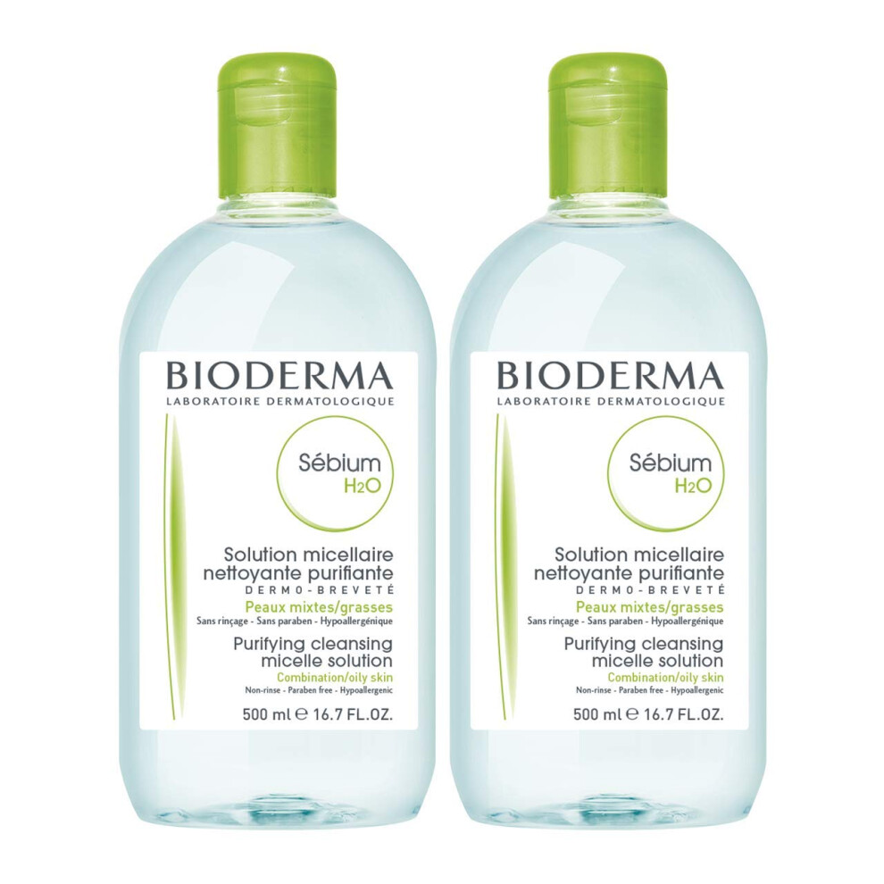 Bioderma - S?bium H2O - Micellar Water - Cleansing and Make-Up Removing - for Combination to Oily Skin 33.4 Fl Oz