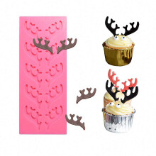 Les bois de cerf faonnent le moule fondant en silicone Elk Stag Horn Gum Gum Moule chocolat Chocolak Sugar Craft Moule pour gateaux Cupcake Deco