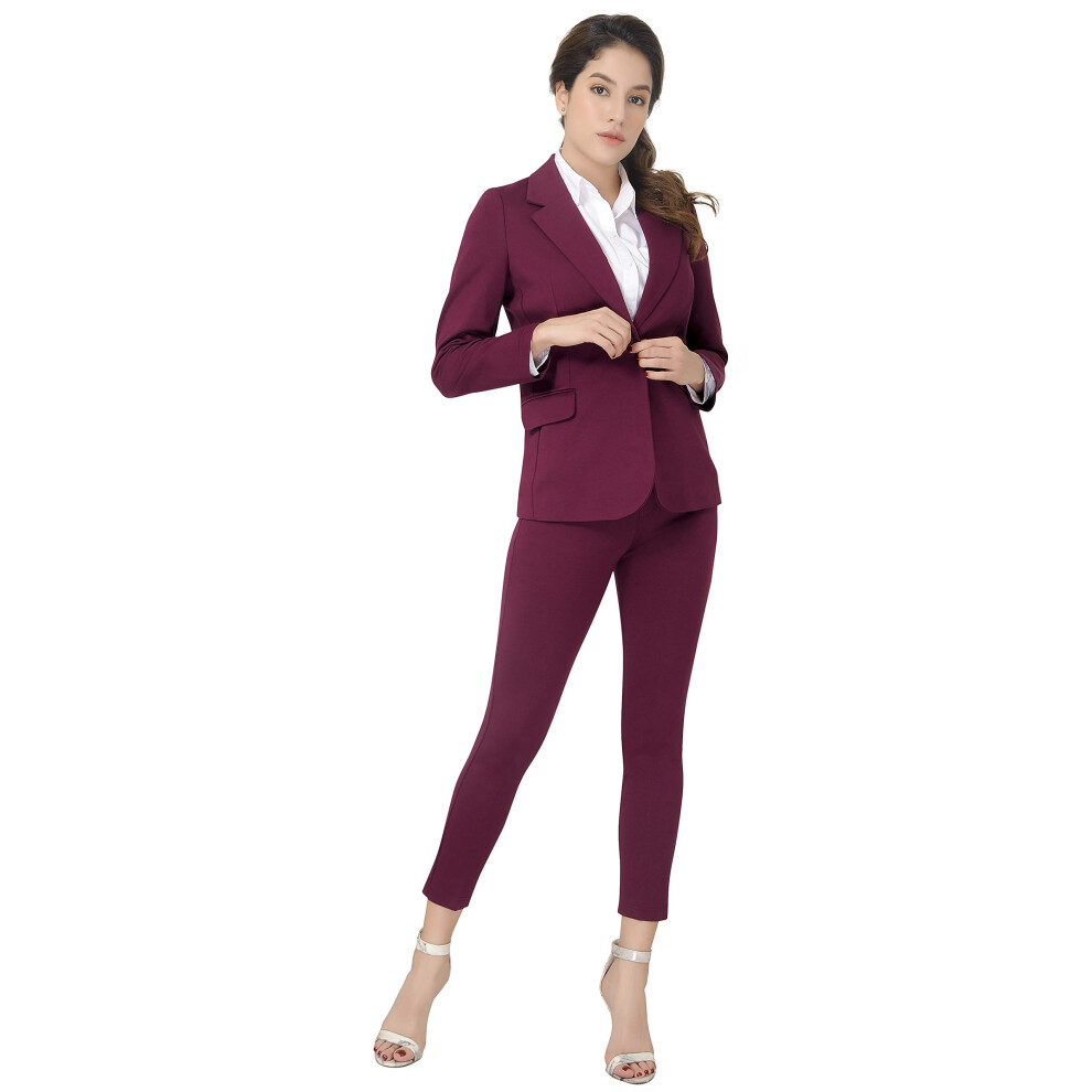 Ensemble blazer et pantalon pour femme Marycrafts pour le travail, bordeaux, 20