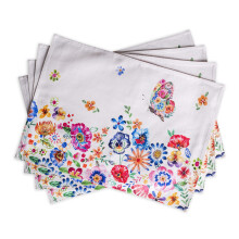 Maison d' Hermine Placemat 100% Cotton Cloth Placemats Decorative Washable Placemats Home Kitchen Dining & Camping Happy Florals - High Summer - S