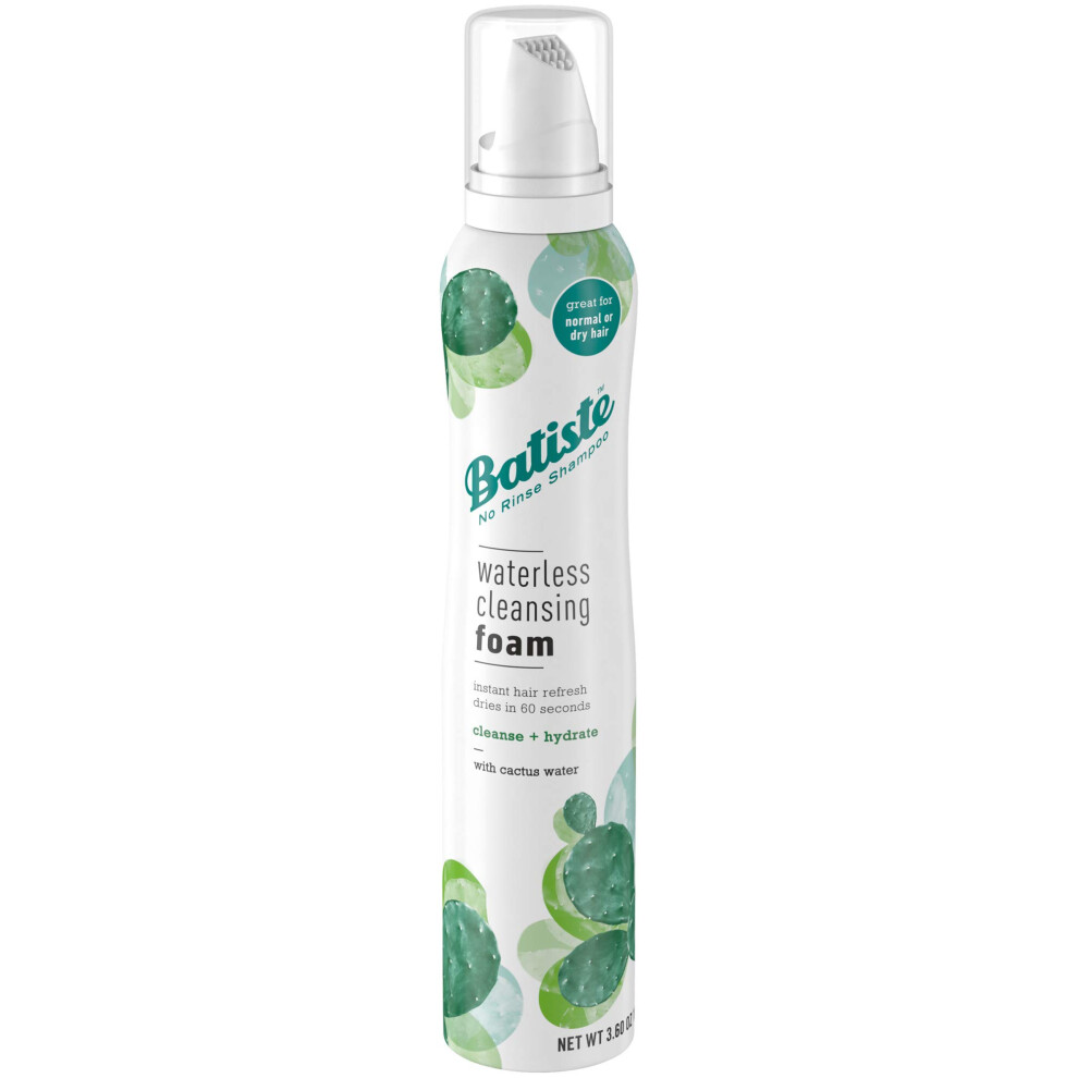 Batiste Waterless Cleansing Foam Cleanse and Hydrate with Cactus Water  3.60 OZ  White