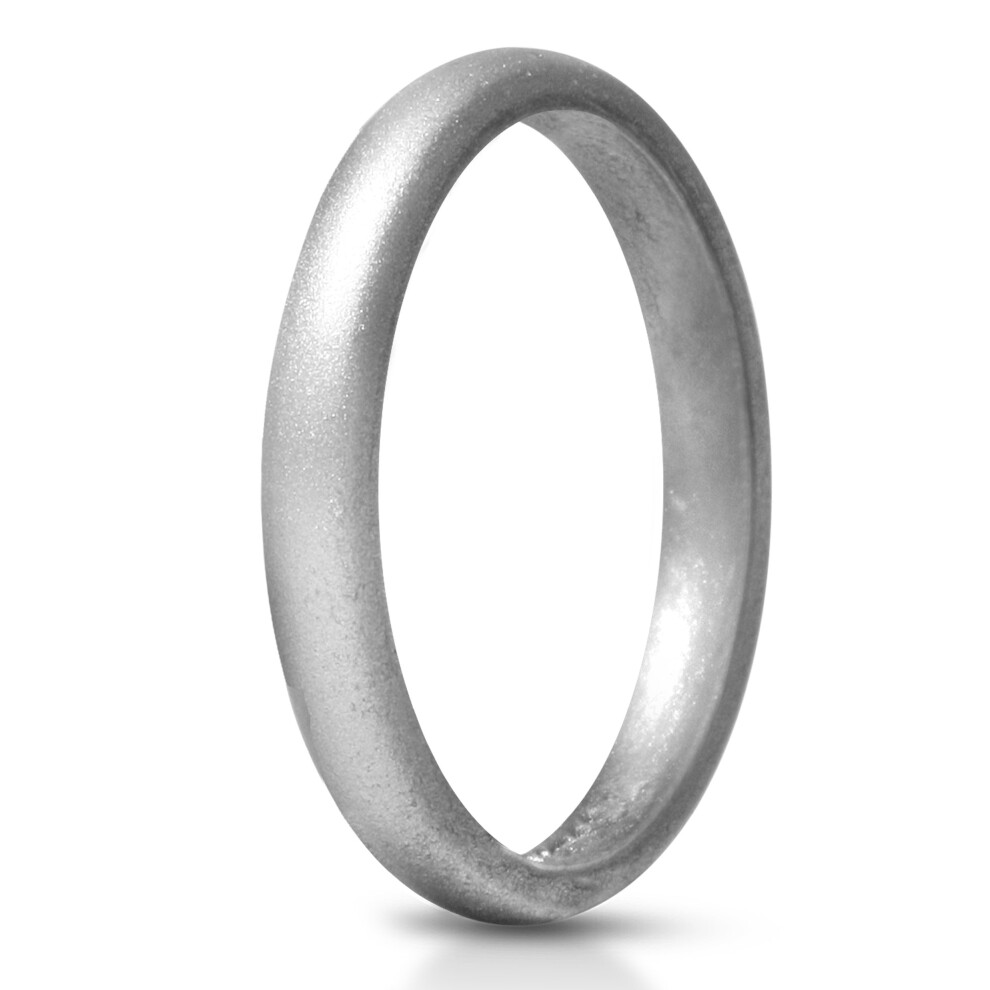 Bagues de mariage ThunderFit pour femmes, fines et empilables, en silicone, 1 bague (argent 11,5-12 (21,3 mm))