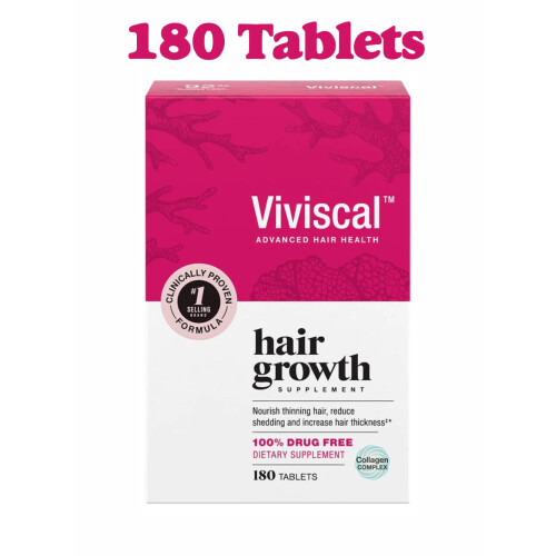 Viviscal Hair Growth Supplements Collagen Complex Reduce Hair Fall, Increase Hair Thickness - 180 TABS