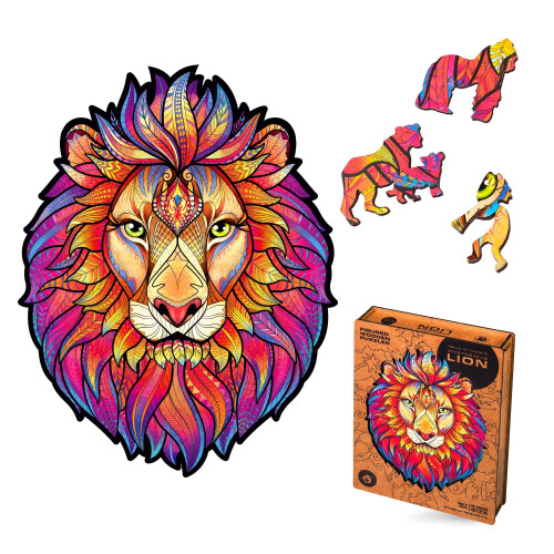 UNIDRAgON Wooden Jigsaw Puzzles - Mysterious Lion 327 pcs King Size 122 ...