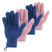 cLEEDY Bath Exfoliating gloves Scrub - 4 pcs (2 Pair) Lengthened and Large Exfoliating Scrubbing gloves for Shower Spa Massage - Scrub Exfoliat
