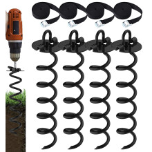 Eurmax USA 4er-Pack Spiralpfhle, robustes Anker-Set, Eisschraubenanker fr Trampolin, Zelte, Planen, Vordcher, Autoanschlsse, Hundebefestigung usw