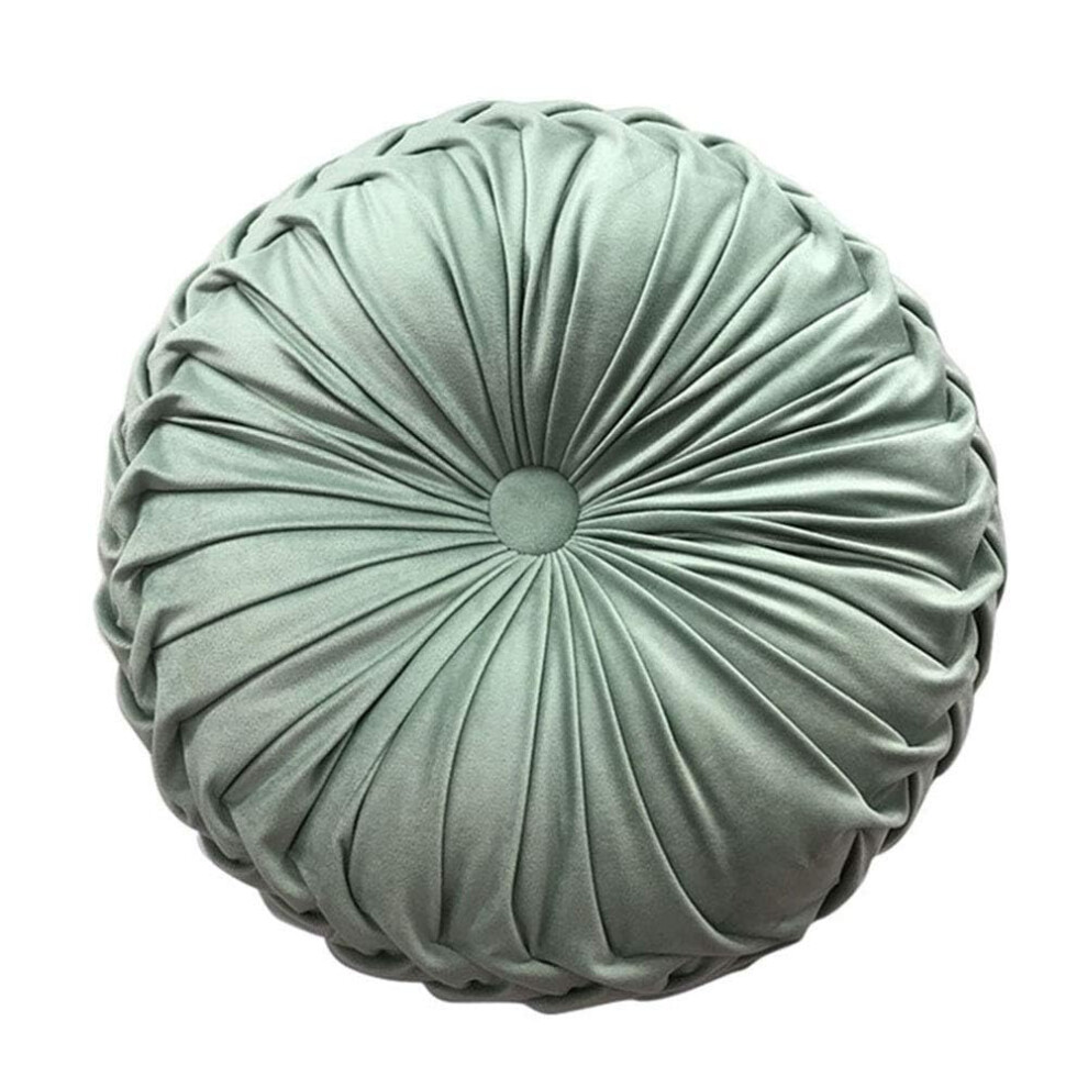 Coussin rond en velours pliss    pour d   coration d'int   rieur, id   al pour un canap   , un lit ou une voiture, vert clair