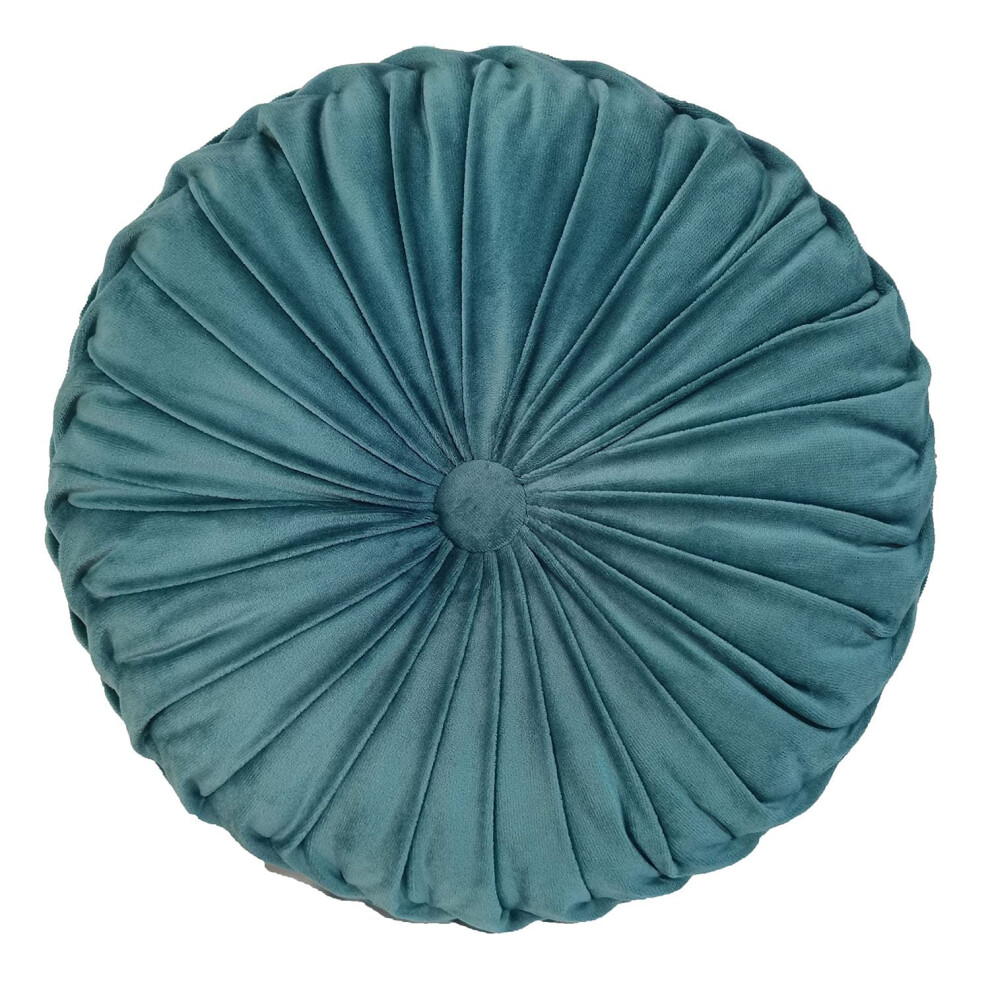 Elero Coussin rond en velours pliss    pour d   coration d'int   rieur, pour canap   , chaise, lit, voiture, bleu lac