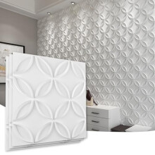 Art3d PVC 3D-Wandpaneel mit ineinandergreifenden Kreisen in mattweiem Bezug, 32 m, fr Decken- und Wanddekoration im Innenbereich fr Wohn- und Ges