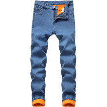 GUNLIRE Herrers Vinterjeans med Fleecefoder, Slim Fit, Ljusblå, 34