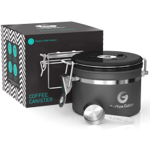 Contenitore per fondi e chicchi di caff in acciaio inossidabile Coffee Gator con valvola di rilascio di CO2 con tracciamento della data e misuri