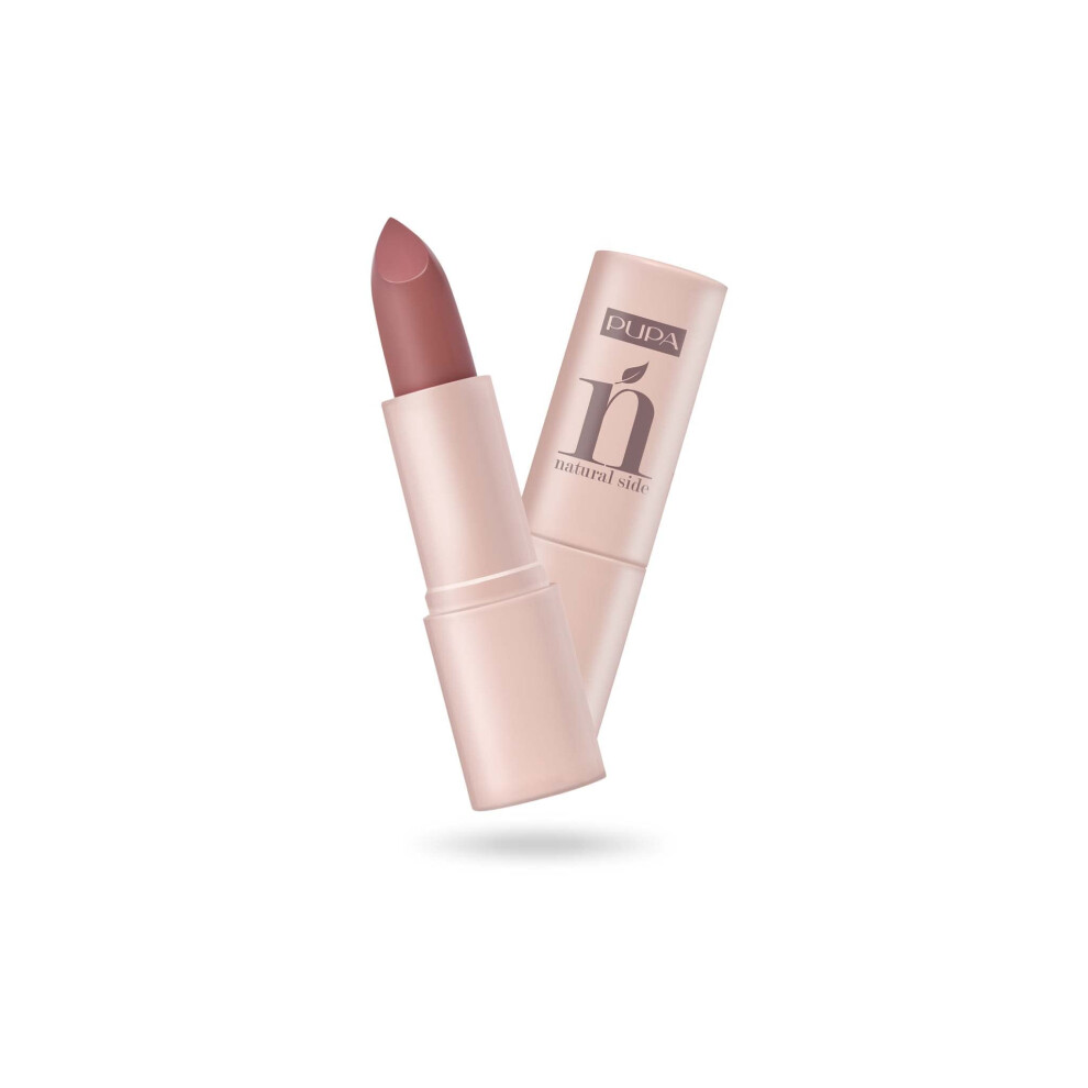 Pupa Milano Natural Side Lipstick - Lustrous  Hydrating  Cream Formula Lipsticks - Lasting Color That Stays All Day - Ultra Flattering Shades For All