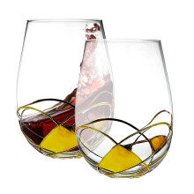Bezrat Souples sans verres a vin ensemble de deux | Peint a la main de grands verres a vin rouge et blanc de qualite superieure | Crystal sans pl