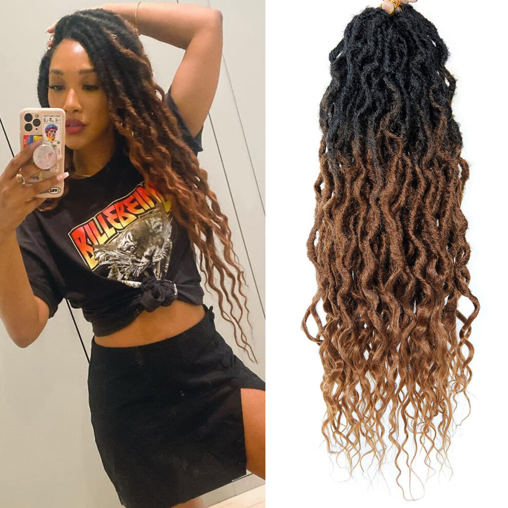 Bekjdiof Unisex Faux Locs Crochet Hair Goddess Locs Crochet Hair 6Packs 24Inch Pre-Looped Deep Wavy Crochet Locs Locs With Soft Curly Ends Dreadlocks Faux Crochet Loc