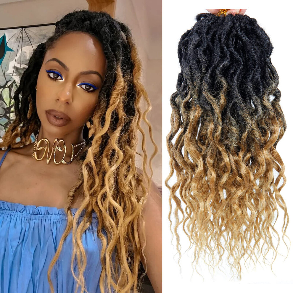 Bekjdiof Unisex Not,Specified Faux Locs Crochet Hair Pre-Looped Short 6Packs 16Inch Goddess Locs Crochet Hair Locs With Soft Curly Ends Dreadlocks Faux Crochet Locs Synthetic Braid
