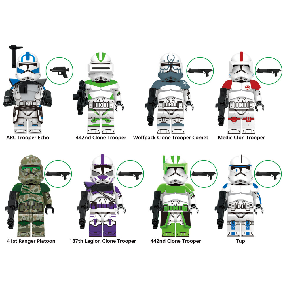 Bonxaif (Star Wars - K) 8Pcs Star Wars Clone Wars Fit Lego Minifigures Toy Fit Lego