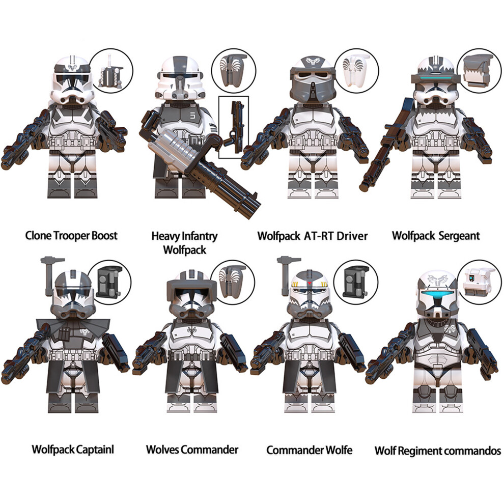 Bonxaif (Star Wars - P) 8Pcs Star Wars Clone Wars Fit Lego Minifigures Toy Fit Lego