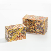 Warashibe Wooden Secret Puzzle Box 4 Sun 4 Trin Japan lavet med original gaveæske