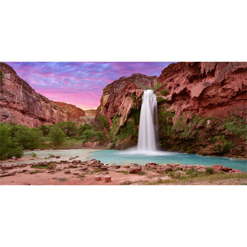 Avisar 36x18 polegadas de r   ptil Habitat Background Sunset Mountain Waterfall Terrarium Backestre
