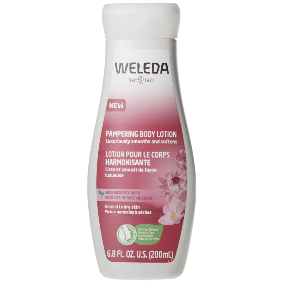 Weleda Pampering Wild Rose Body Lotion  Plant Rich Moisturizer with Wild Rose Oil  Jojoba Oil and Shea Butter  6.8 Fl Oz (Pack of 1)
