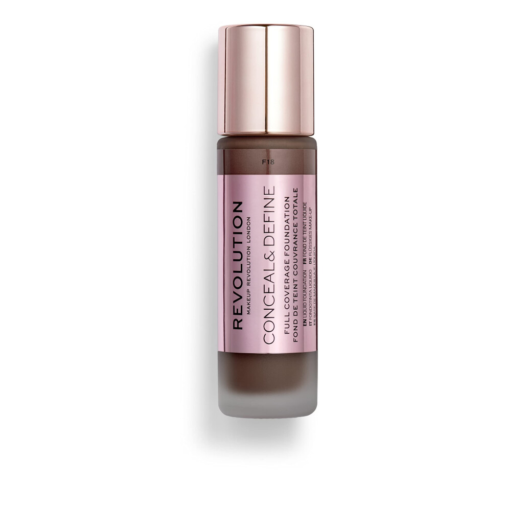Make-Uprevolutie Dark Makeup Revolution Conceal And Define Foundation Full Coverage & Matte Finish F15 For Skin Tones Vegan & Cruelty-Free 0.7 Fl Oz