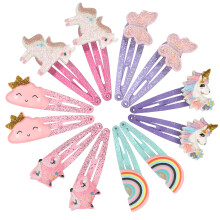 PinkSheep Eenhoorn Haarspeldjes voor meisjes 6 paar/12 stuks Vos Regenboog Wolkvormige haarspelden Schattige haarspeldjes Metalen klikspeldjes Glinst