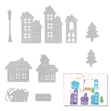 Hustr?er sk?rematricer til kortfremstilling og fotoalbumdekorationer House City udstansning Hjem tr?matricer S?t Stencils Pr?gning skabelon til D