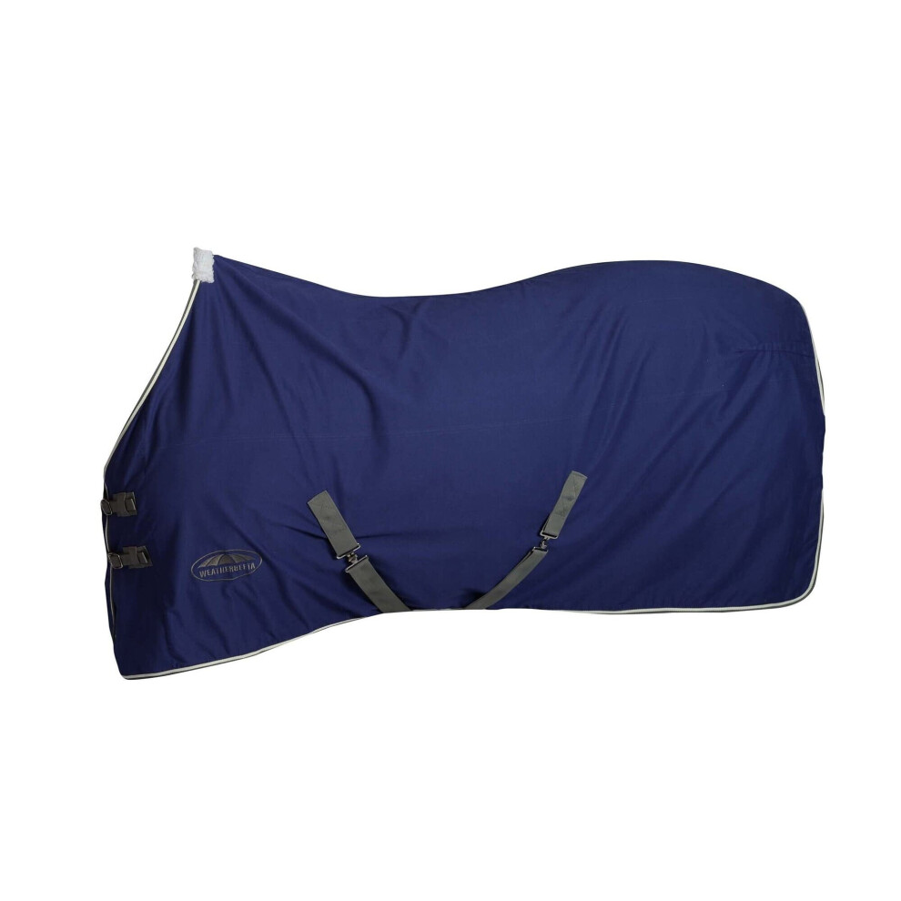 WeatherBeeta Cotton Show Sheet with Surcingles II Standard Neck  Dark Blue/Grey/White  78
