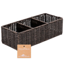 myHomeBody Wicker Basket With 3 Compartments  Woven Baskets for Organizing  Storage Basket  Toilet Tank Basket  Bathroom Counter Organizer  Bedroom Or