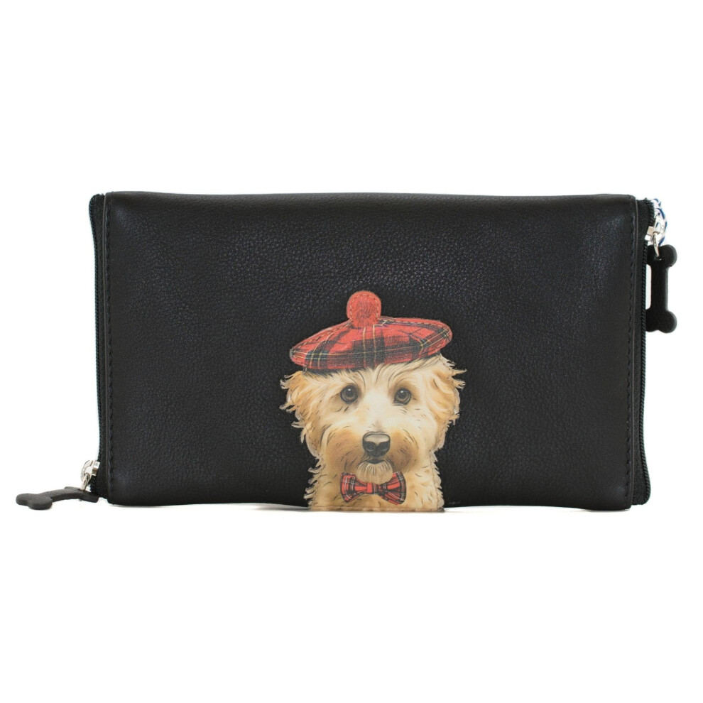 Mala Leather Black (Black) Cocos Dog Design Double Glasses Case