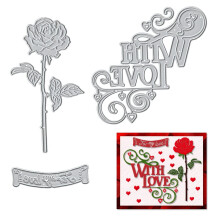 Hying Cortadores de Flores de Rosa para Cartões e Decorações de Álbum, Cortes de Mensagens de Amor