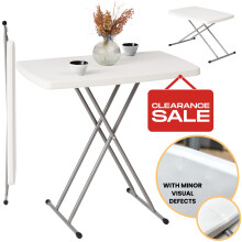 Small Folding Table with Minor Visual Defects, Lightweight & Height Adjustable
