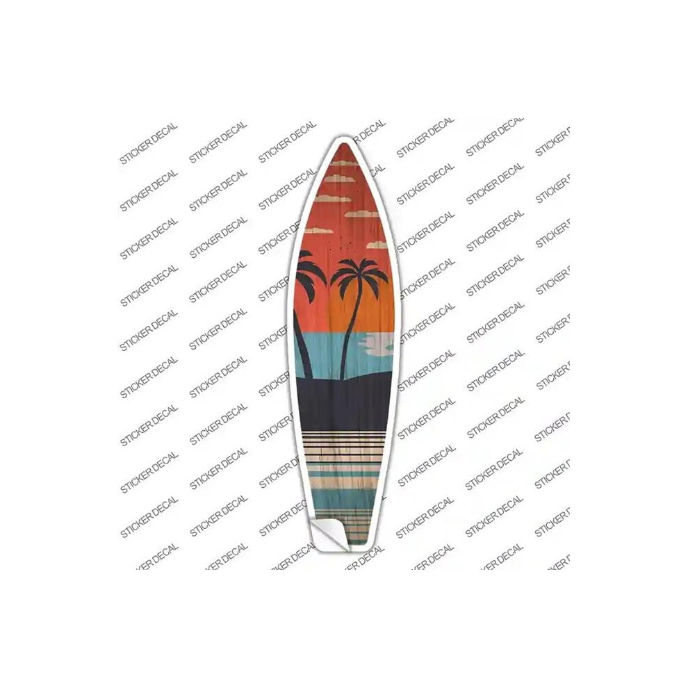 Smart Blonde Sb-429S-S Twin Palm Trees Sunset Novelty Surfboard Sticker Decal - Small 792636331060