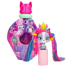 IMC Toys VIP Pets Gatti - Mistery - Include 1 Bambola Neon Cat, 10 Sorprese, 8 Accessori per Capelli | Bambine e Bambini 3+