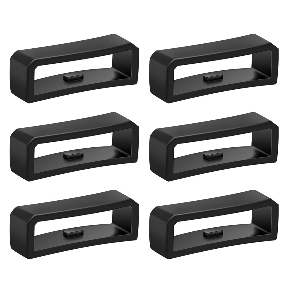 Savita 6 Pz 22Mm Anello Fermo Per Cinturino Per Orologio, Anello Di Fissaggio In Silicone Per Cinturino Intelligente Braccialetto Sostituzione (Nero)-image
