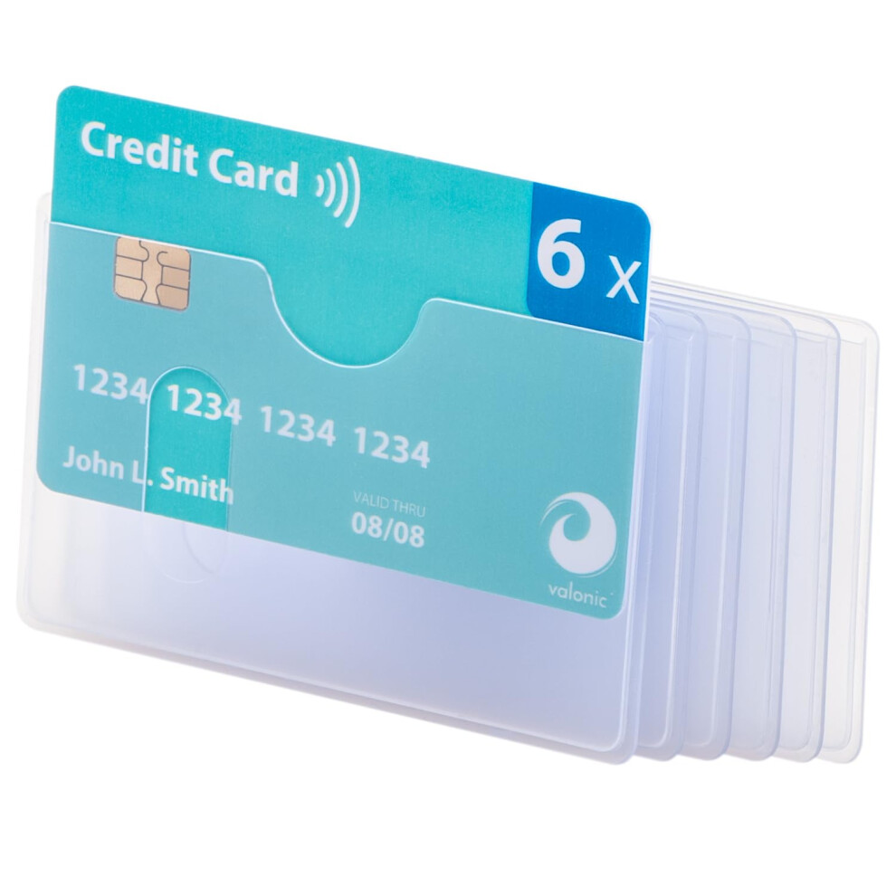 Valonic Porta Tessere Plastica Trasparente - 6 X Custodia Porta Carte - Inserimento Dall'alto - Plastica Robusta - Foro Ritagliato - Trasparente Opaco-image