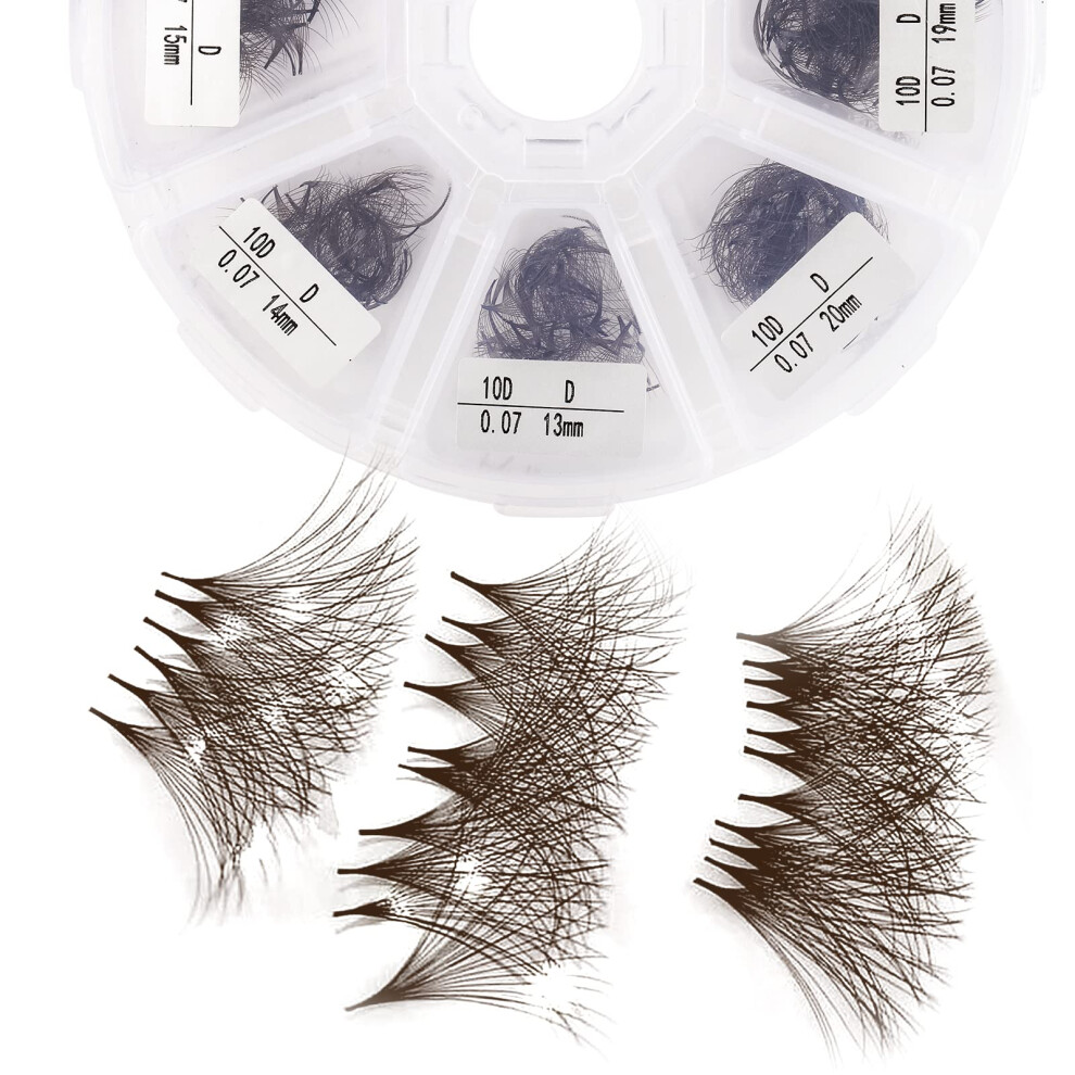 Wendy Fransar Brown Premade Fans Eyelash Extension 500 Fans Handmade Loose Volume Lashes 10D Pre-Made Fans 007Mm Cd Curl 13-20Mm Mixed Volume Eyelash Extensions (50