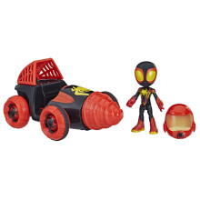 Marvel Spidey e i suoi fantastici amici Web-Spinners Miles con Drill Spinner Car Playset con veicolo, action figure in scala da 4 pollici e acces