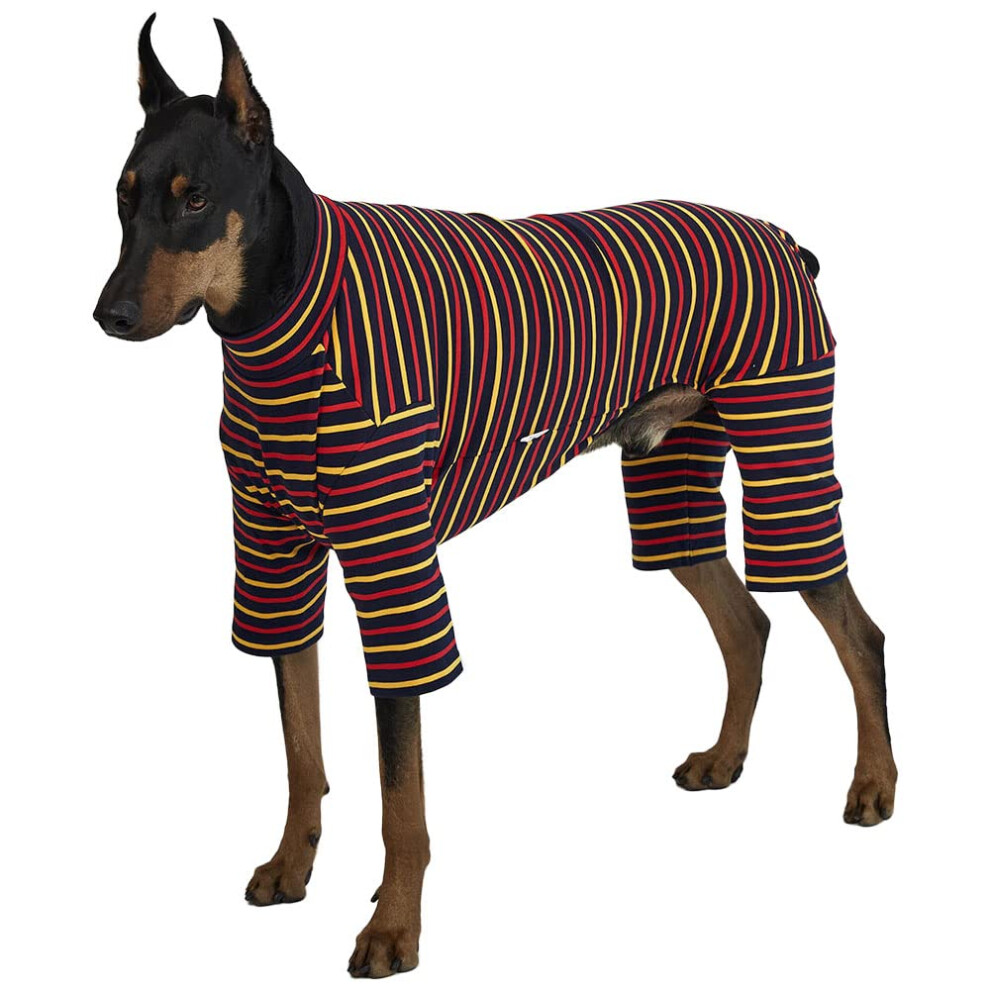 Pyjama pour petit chien Lucky Petter, combinaison basique pour chien, chemise extensible pour chien (5XL, rayures bleu marine)