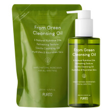 PURITO From Green Cleansing Oil Set (=Origineel + Navulling) 13,52 fl.oz / 400ml Zachte reinigingsolie voor gezicht Dierproefvrije en veganistische K
