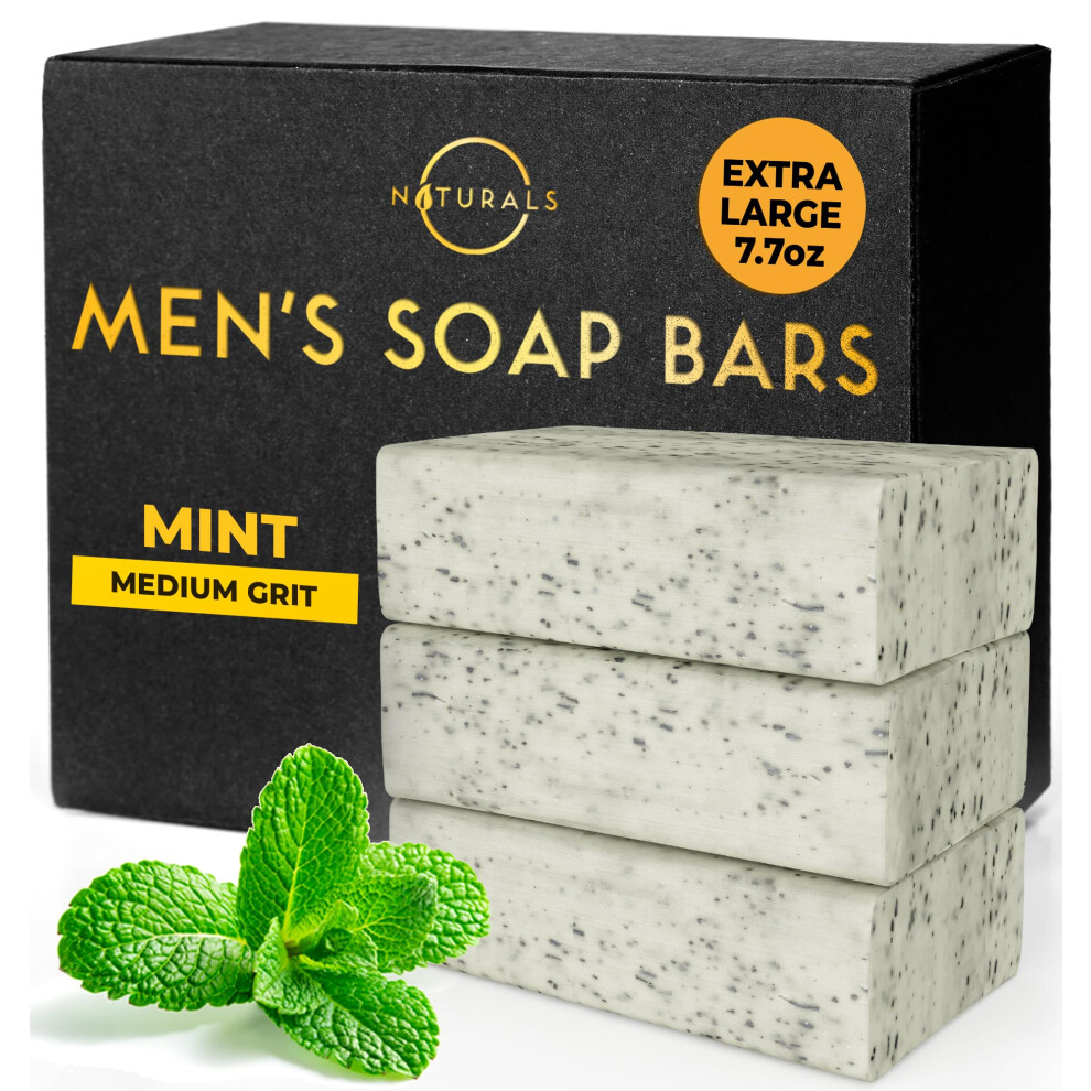 O Naturals 7.76 Oz (3Pc) Exfoliating Soap Bar Cedarwood - Heavy Grit Mens Soap - All Natural Exfoliation Bar Soap For Men - Apricot Kernels Bar Soap