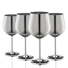 WOTOR Stainless Steel Wine Glasses Set of 4 18oz Unbreakable Metal Wine Glass Fancy Unique Wine Goblets for Outdoor Travel Camping and Pool Idea