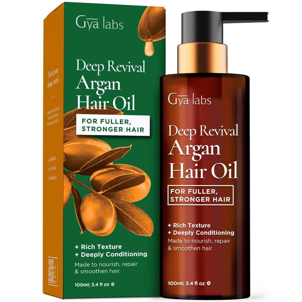 Gya Labs Deep Revival Argan Hair Oil For Hair Growth - Premium Argan Oil For Hair Damage & Frizz Control - Scalp Health Strengthens & Protection From