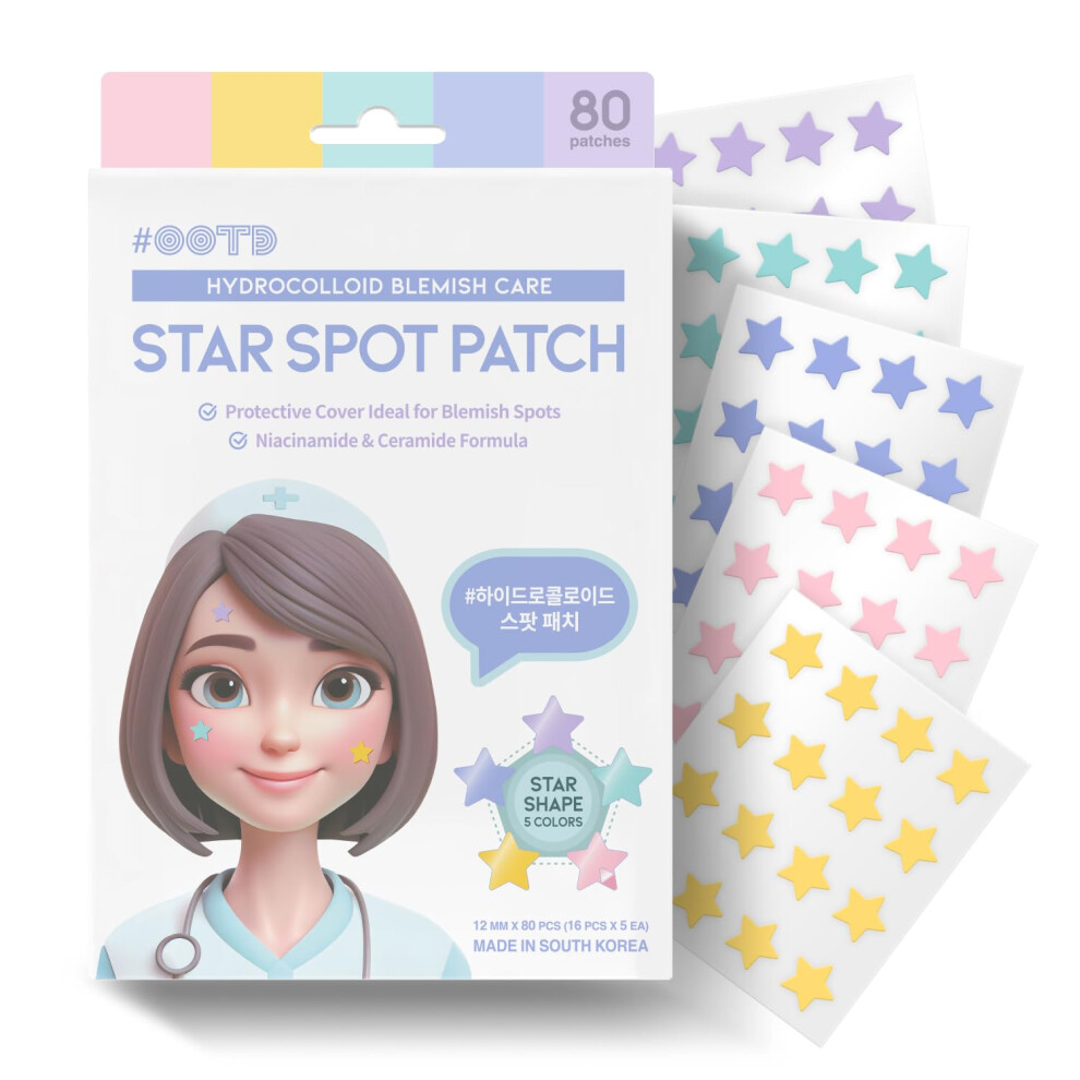 #Ootd Star Spot Acne/Pimple Patch For Face Hydrocolloid Niacinamide Ceramide Cute Pastel Colors Protecting & Healing Prevent Scarring Blemish Re
