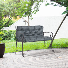Outsunny 2 Seater Garden Bench Cushion, Dark Grey, 98L x 100W x 8D cm, Cotton Padding, Ties, Splash-Resistant Fabric (84B-137V71CG)
