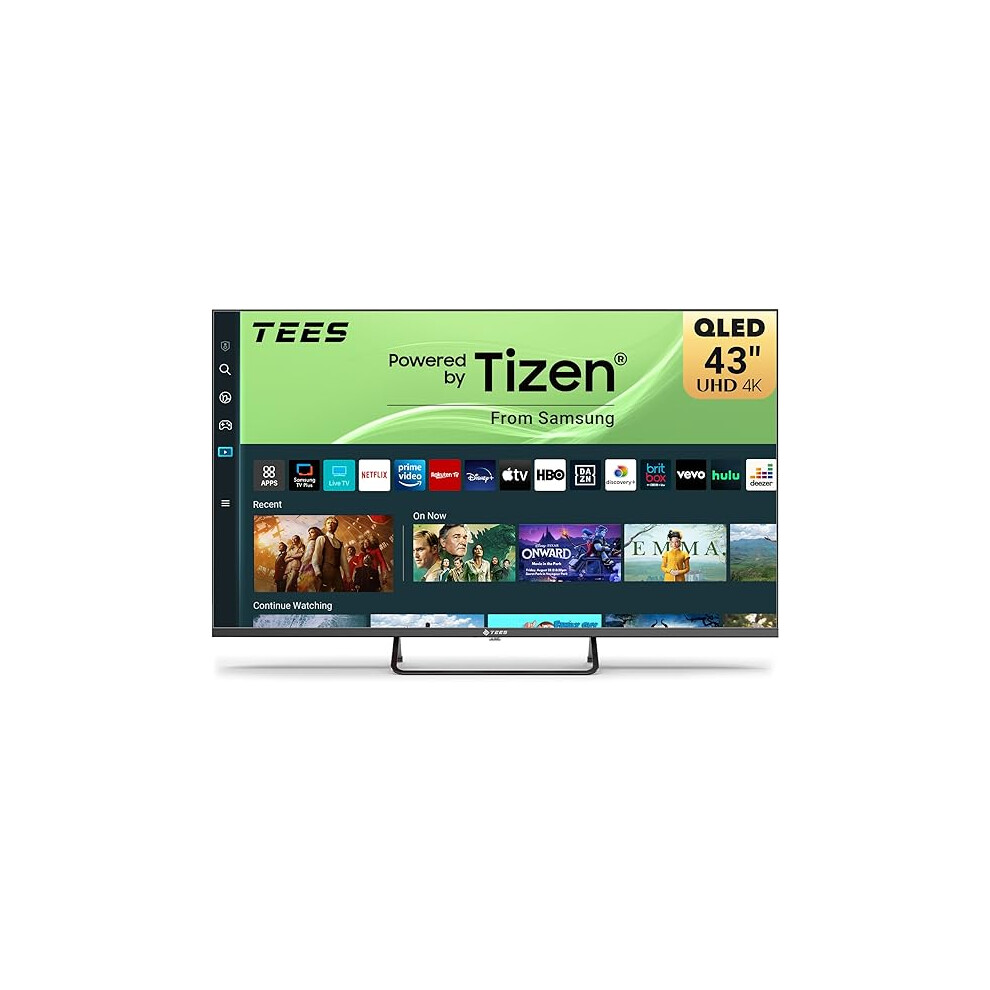 Tees 43 Inch 4K Qled Smart Tv, Tizen Os Uhd Central Stand Design Television With Apple Tv+ Bbc Netflix Freeview Tv Plus Gaming Hub