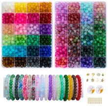 ?2-pak? Meer dan 1300 stuks ronde glaskralen voor het maken van sieraden 48 kleuren 8 mm kristalkralen voor armbanden sieraden maken en doe-het-zelf