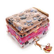1 Pack 3 T?pper Super Soft Fluffy Premium Fleece Pet T?ppe Flannelkast til hundehvalp Cat Paw Brown/Pink/White Medium (30x20 tommer)
